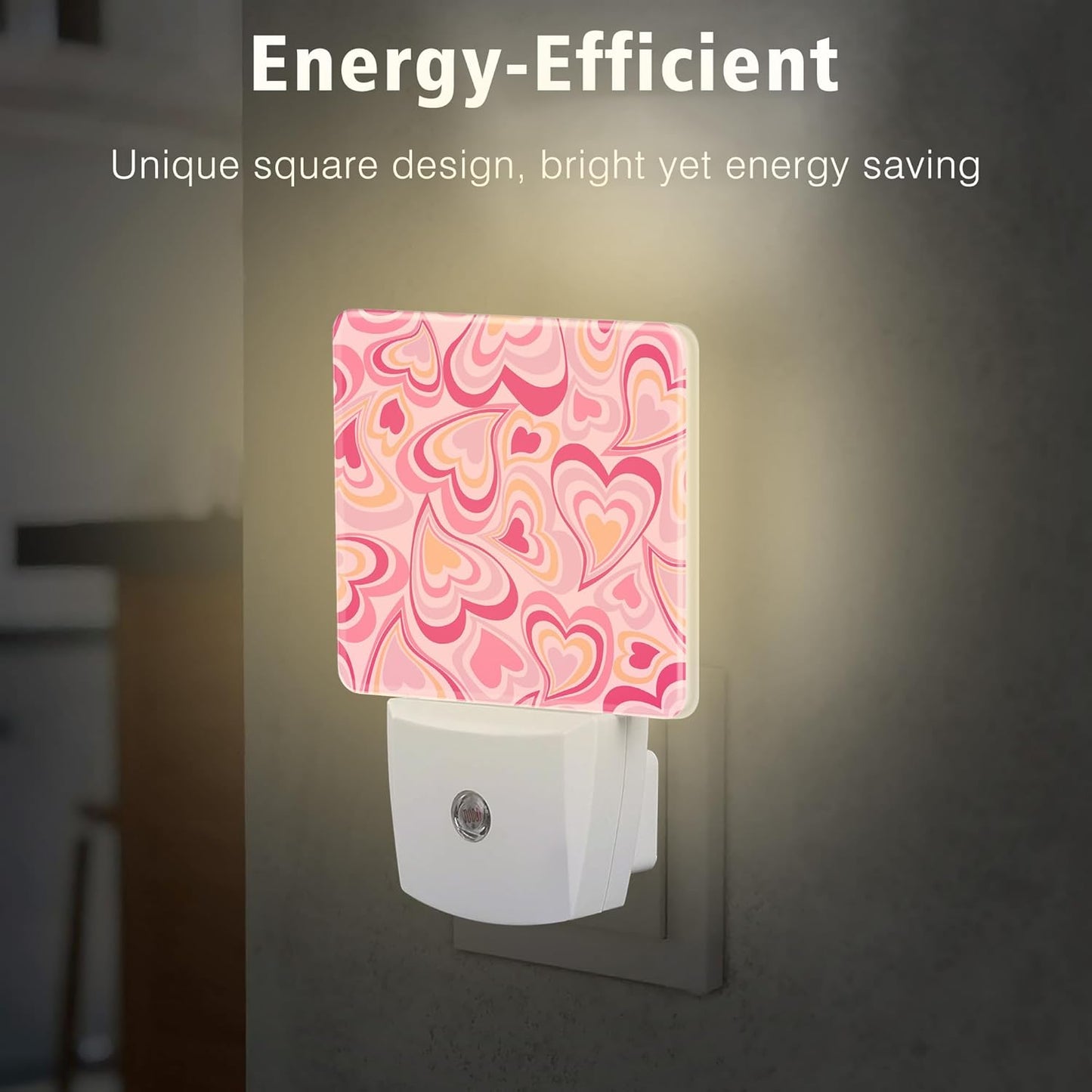 Love Heart Night Light Plug into Wall with Dusk to Dawn Light Sensors Valentine's Day Night Light LED Lamp for Bedroom Hallway Home Wall Decor Nightlight for Girls Boys Men Women