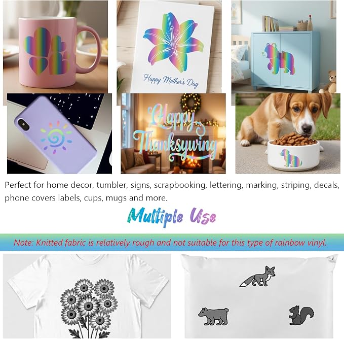 Rainbow Permanent Adhesive Vinyl Roll, Car Decals & DIY Crafts