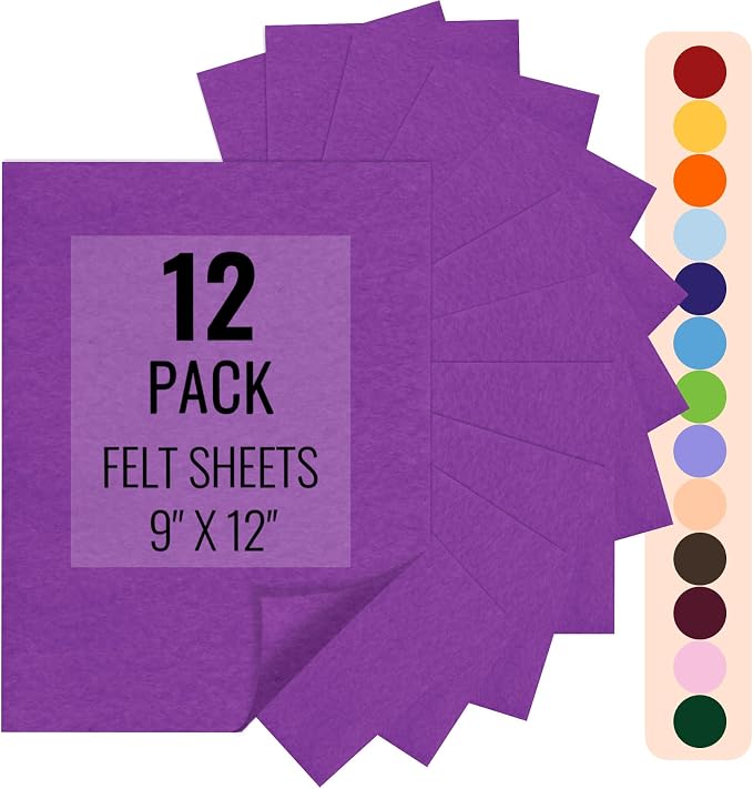 IONTACH 9" X 12" Felt Fabric Sheets 1.6mm Thick | Soft Felt