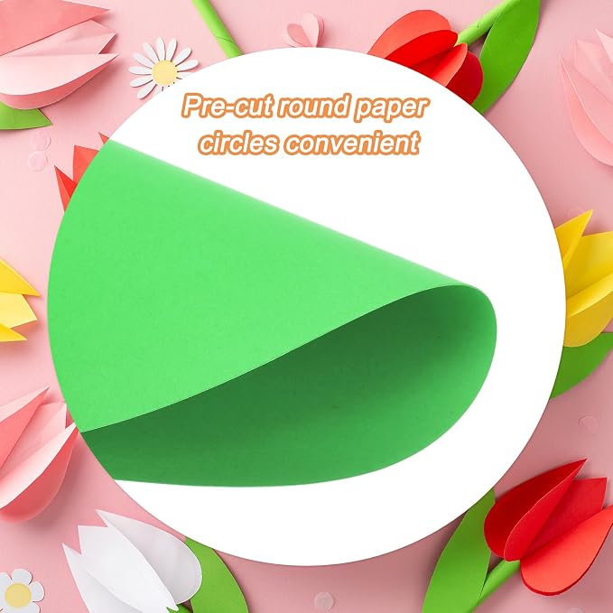 MECCANIXITY 60 PCS Dark Green Circle Cutouts Paper, 6 Inch Round Cutouts