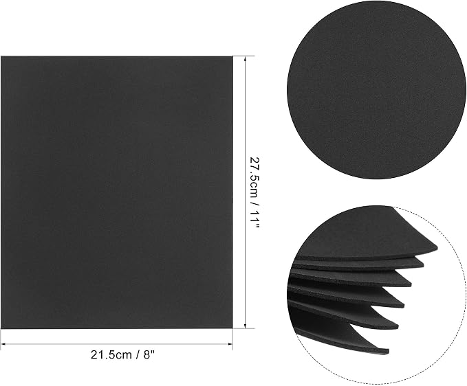uxcell Black EVA Foam Sheets 11 x 8 Inch 1.7mm Thickness