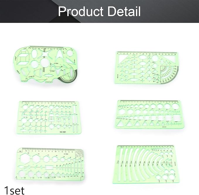 Utoolmart Multifunctional Template, Geometric Drawings Templates, Measuring