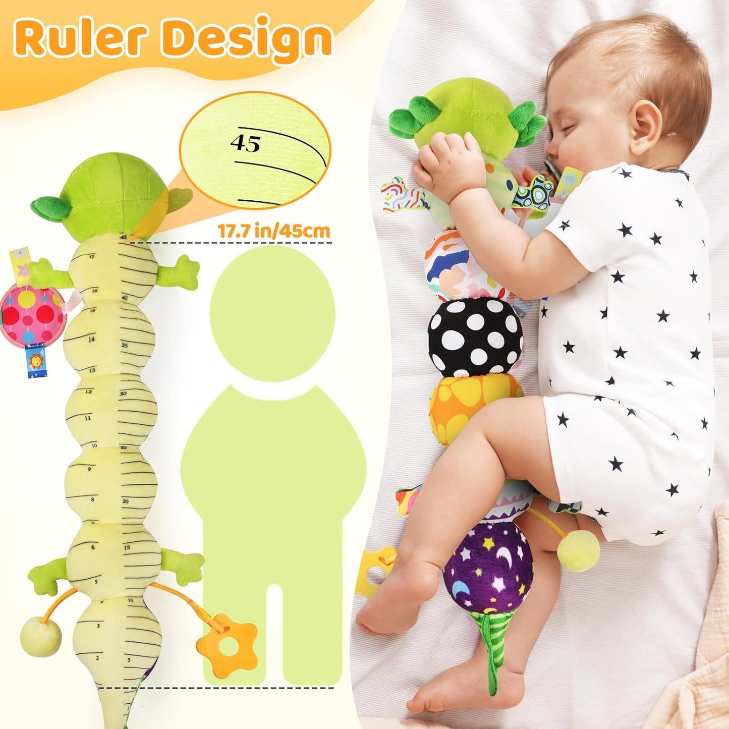 Baby Toys for 0-6 6-12 Months, Plush Axolotl Toy with Crinkle and Rattles for Infant Newborn, Sensory Music Animal Stuffed Toy for 0 1 2 3 4 5 6+ Month, Tummy Time Toys Gifts for 0-3-6-12 Months,Green