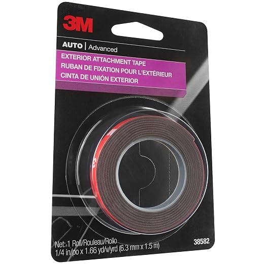 3M Auto Exterior Attachment Tape, 1/4 in x 5 ft, Heavy Duty Double-Sided