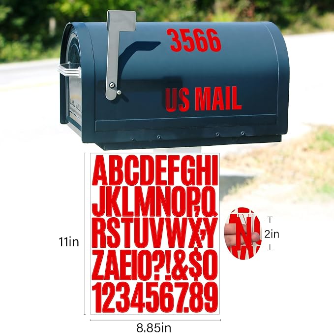 Letter Stickers, Mailbox Numbers, 2 Inch Waterproof Vinyl Alphabet | 2 Inch Red