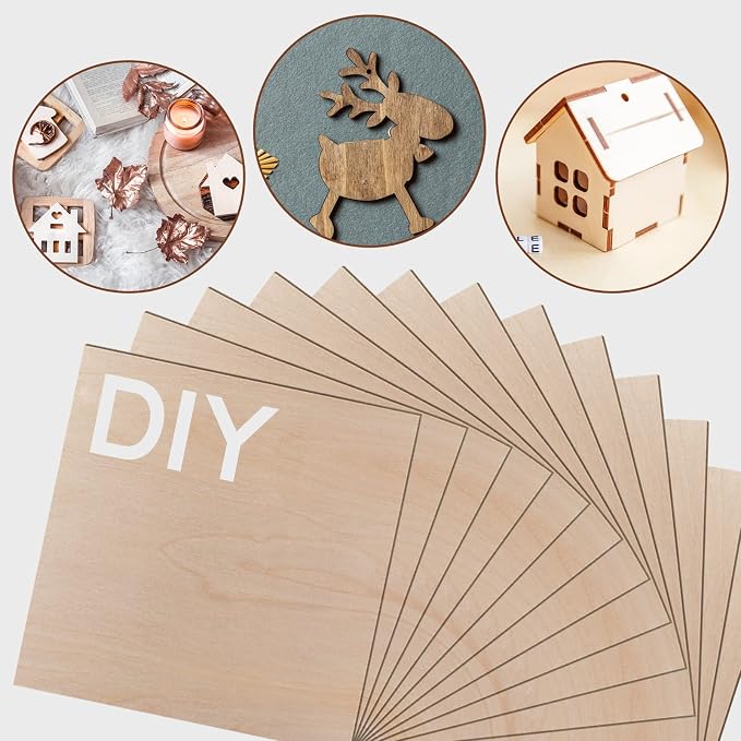24 Pcs Baltic Birch Plywood, School DIY Projects, CNC Cutting, and Wood Burning