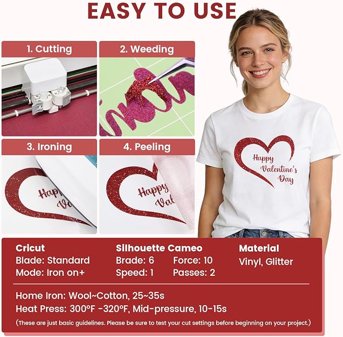 Red Glitter HTV Heat Transfer Vinyl
