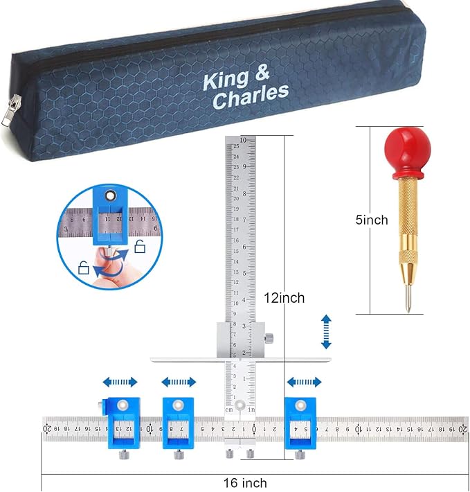 King&Charles Metal Cabinet Hardware Jig & Auto Center Punch Set | Avoid Jitter