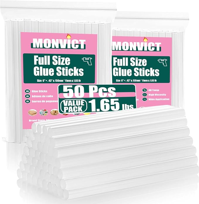 MONVICT Full Size Hot Glue Sticks, Art Glues Pastes Hot Melt Sticks