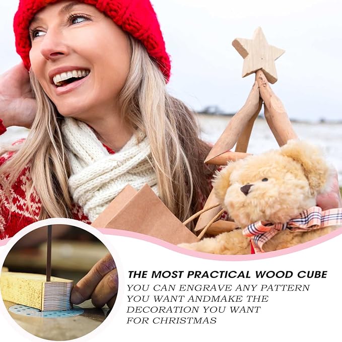 30PCS Wooden Squares for Crafts, 1/4 Inch Thick Wooden Blocks, Natural Blank