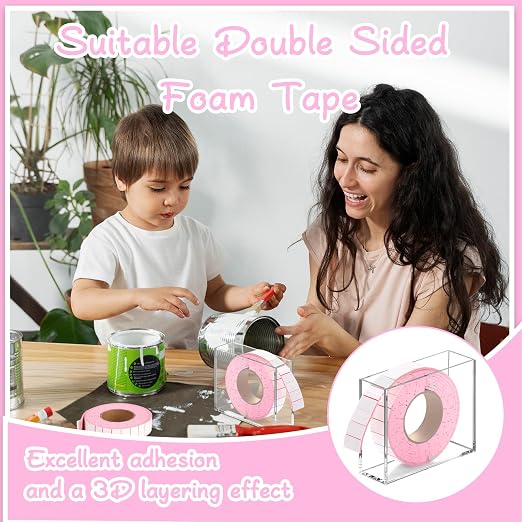 Double Sided Foam Tape Pre Cut 3/4 X 1/2 Inch EVA Foam Adhesive Squares Roll