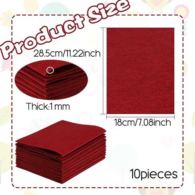 10Pcs Felt Sheets Fabric