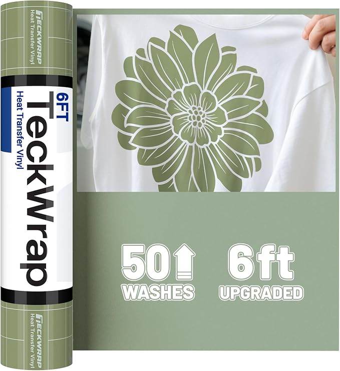 TECKWRAP Heat Transfer Vinyl for T-Shirts, 50+ Washes, REACH Certified & Dryer