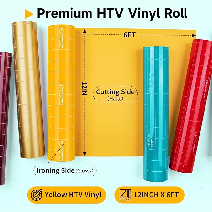 TECKWRAP Heat Transfer Vinyl for T-Shirts, 50+ Washes, REACH Certified & Dryer