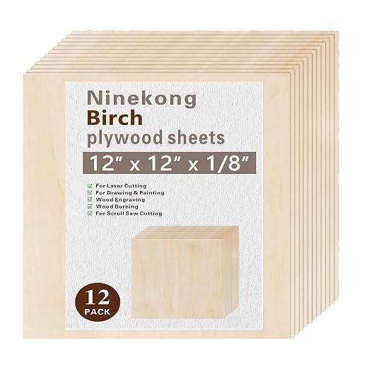 12 Pack Birch Plywood Sheets 1/8", 3mm Birch