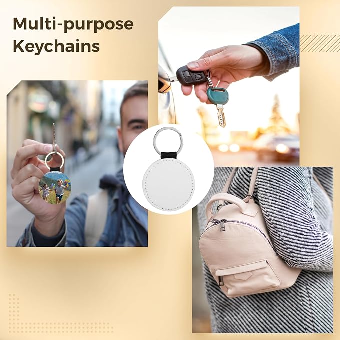 Homaisson Sublimation Keychain Blanks, Double-Sided PU Leather Keychains