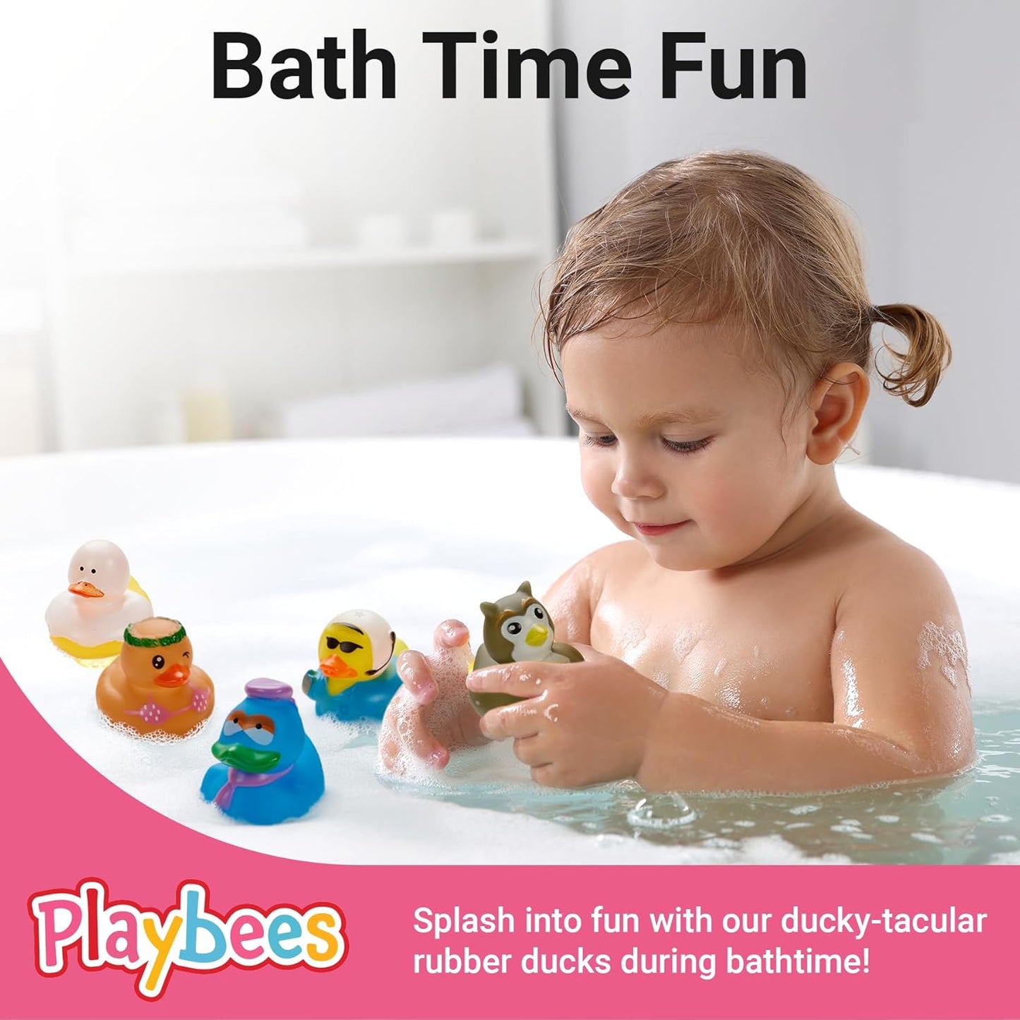 Rubber Duck Toy Duckies for Kids - 50 Pack - Sensory Play, Stress Relief, Stocking Stuffers, Bath Birthday Gifts Baby Showers Classroom Incentives, Summer Beach and Pool Activity - Style 3