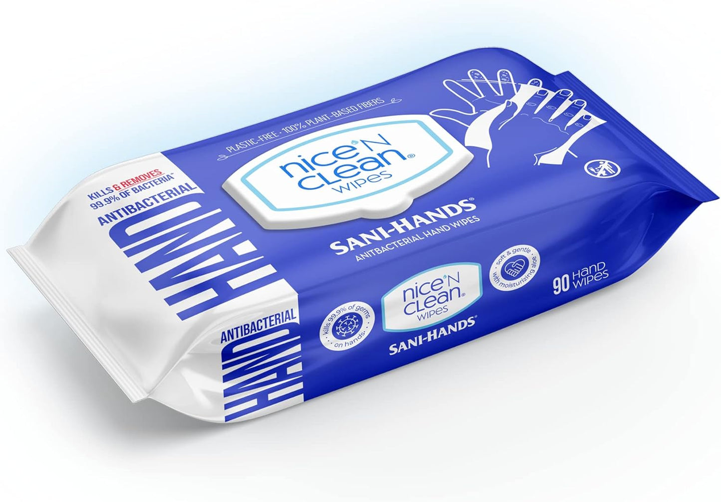 Nice 'N CLEAN Sensitive Skin Wet Hand Wipes 90ct (8-Pack) | Infused with Aloe | Hypoallergenic Wipes More Effective than Gel