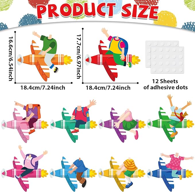 gisgfim 80Pcs Crayon Cutouts Back to School Decoration Bulletin Board Colorful