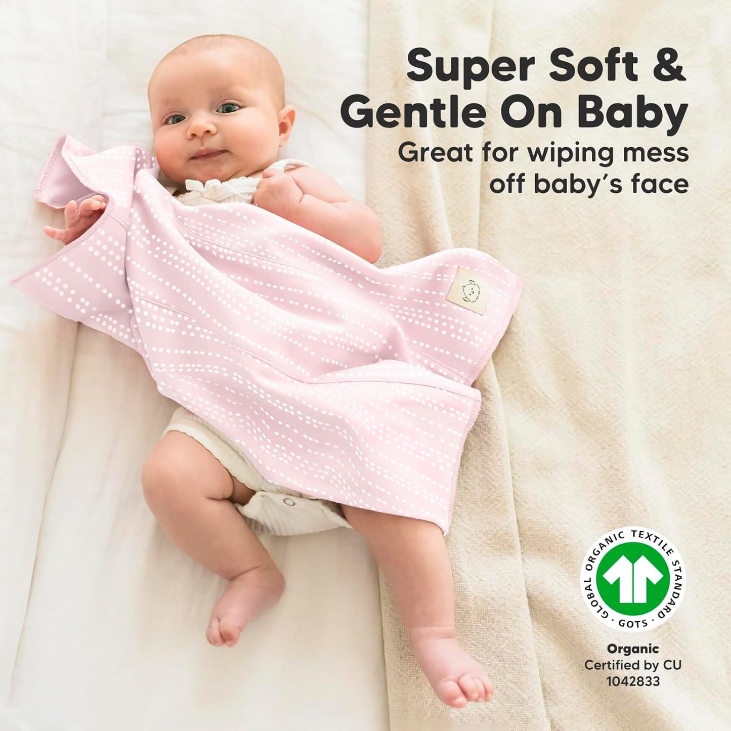 Organic Burp Cloths Baby Boy, Girl - 6-Pack Large Cotton Burping Cloths for Babies, Spit Up Rags, Super Absorbent, Ultra Soft Newborn Rag, Gender Neutral, Machine Washable, Durable(Sweet Charm)