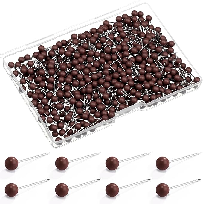 WILLBOND 500 Pack Map Push Pins Map Tacks Small Round Head Push Pins Thumb Tacks