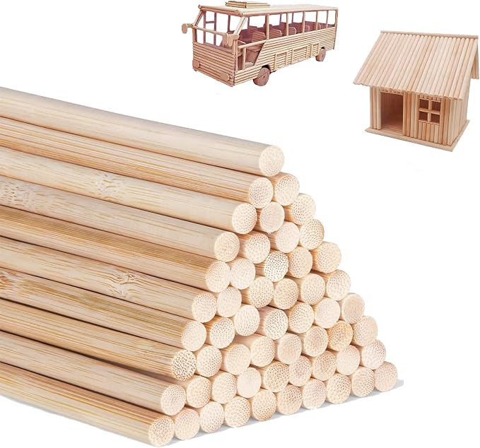 DaTpuik 1/2 x 6 Inch 25 PCS Dowel Rods Wood Sticks Wooden Dowel Rods