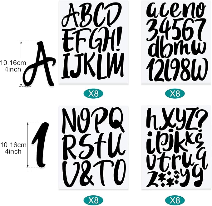 Outus 576 Pcs 8 Sheets Letters Stickers Vinyl Alphabet Number Decals Back to