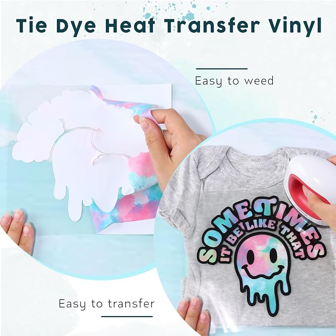 HTVSTD Tie Dye HTV Heat Transfer Vinyl 16 Sheets 12×10in Iron on Vinyl |