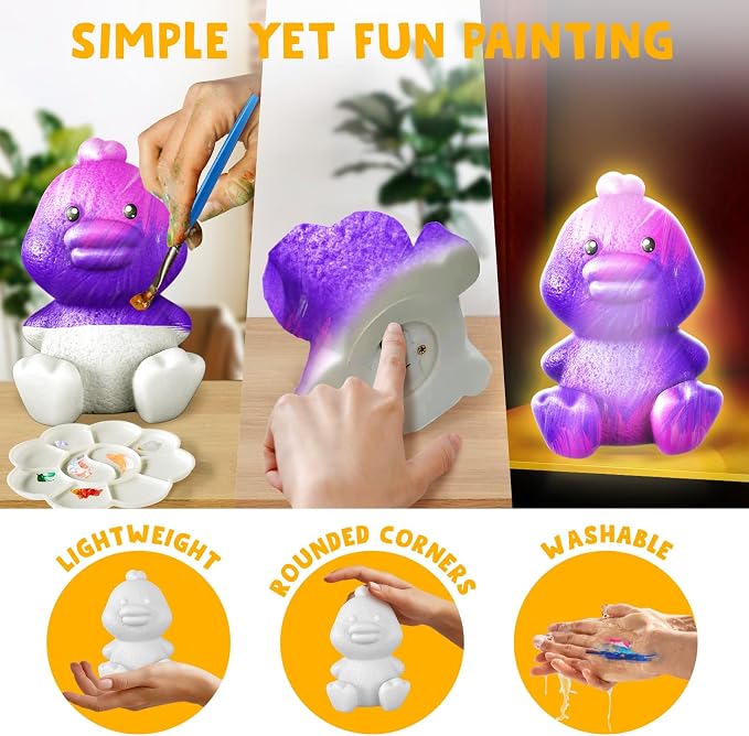 Goody King Paint Your Own Duck Lamp Kit, DIY Duck Night Light, Arts & Crafts