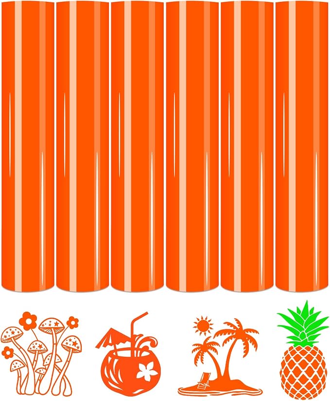 Tintnut Bright Orange Neon Heat Transfer Vinyl, easy cut & weed, stretch