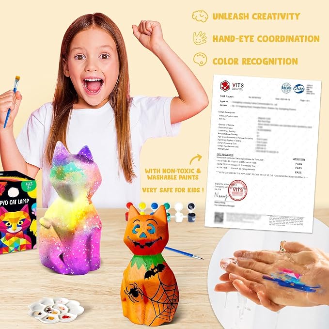Goody King Paint Your Own Cat Lamp Kit, Easter Basket Stuffers, Arts & Crafts