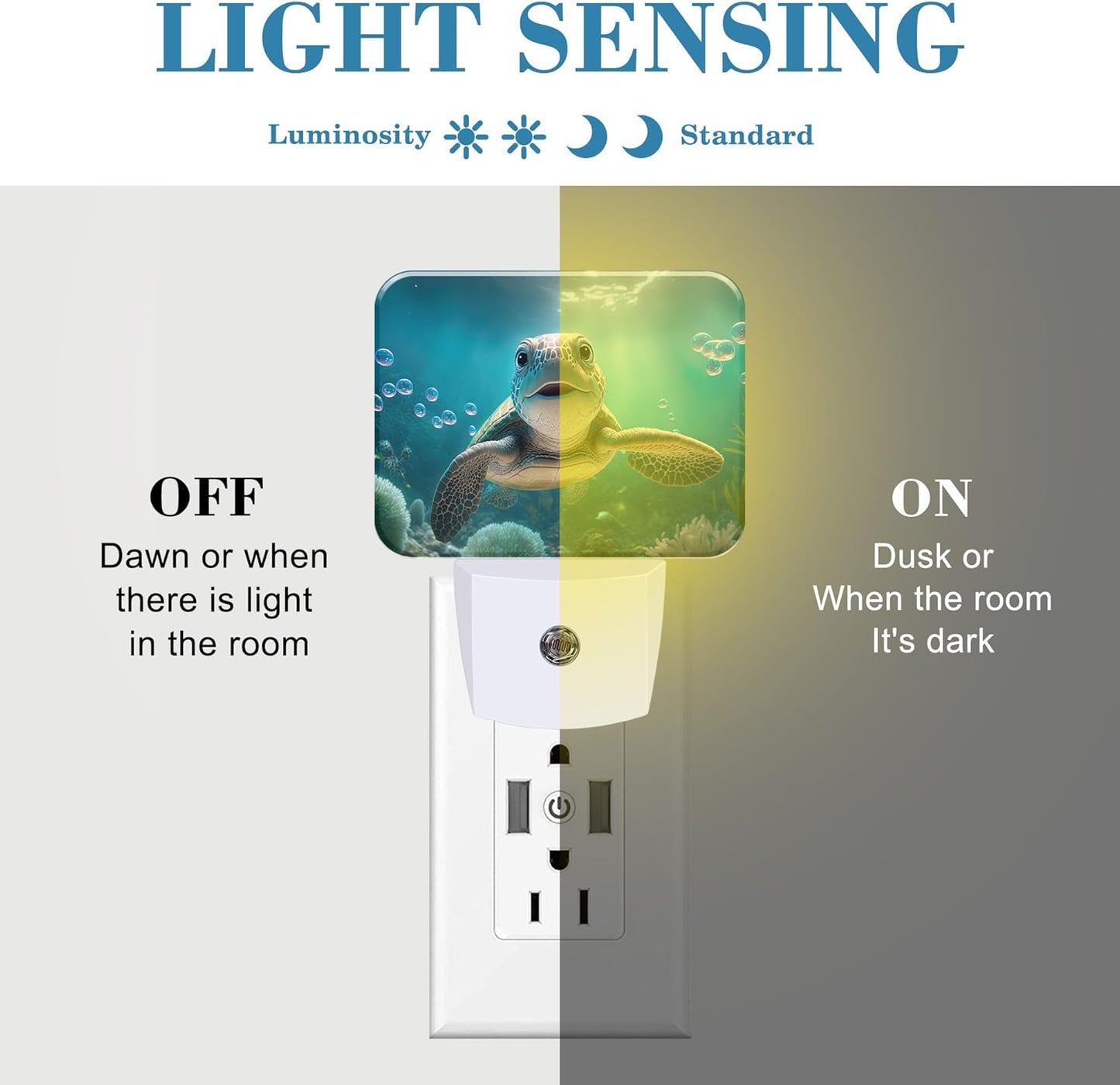 Cute Turtle Under Sea Night Light for Kids, Smiling Turtle LED Night Light Plug into Wall with Dusk to Dawn Sensor for Girls Boys Women Men Bedroom, Hallway, Kitchen, Bathroom, Stairs Decor