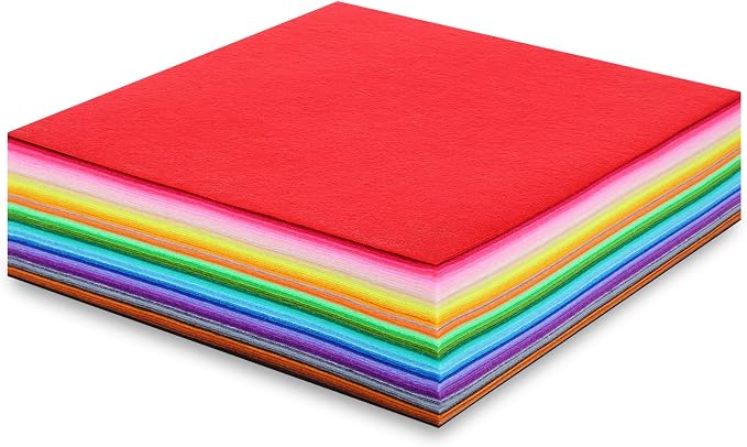 66 Pcs Stiff Felt Fabric Sheets, 12 x 12 inches Assorted Felt Sheets Craft Felt