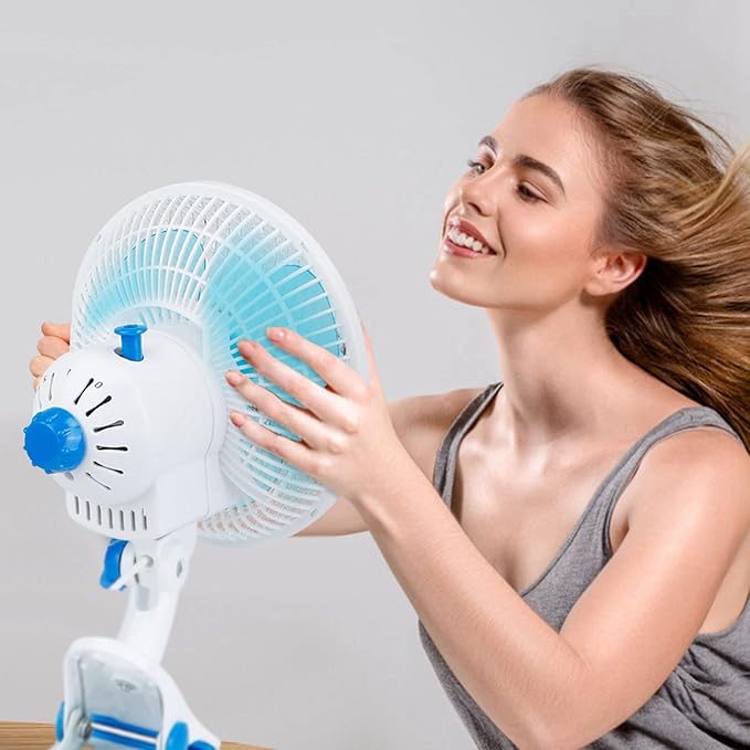 8-Inch Clip on Fan, 2 Speed Convertible Desk Fan with Strong Clamp, Tilting and Shaking with Strong Airflow, Quite, Powerful Clip Fa n on Bed and Desk for Home Office Dorm with 3.94FT Cable Cord