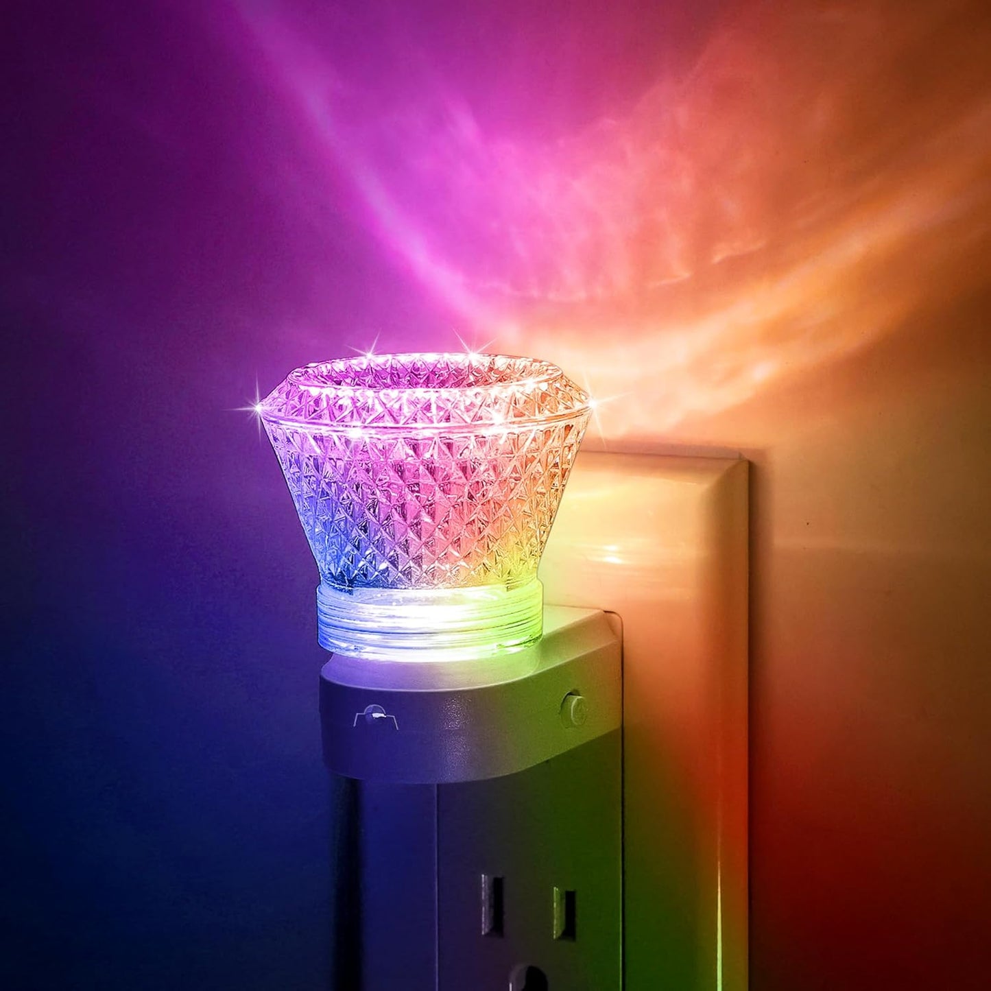 JandCase Crystal Night Light, Color Changing Night Lights Plug into Wall [2 Pack], 8 Color & 3000K Warm White Night Light, Dusk to Dawn Light Sensor, LED RGB Nightlight for Kids Room Bathroom Bedroom