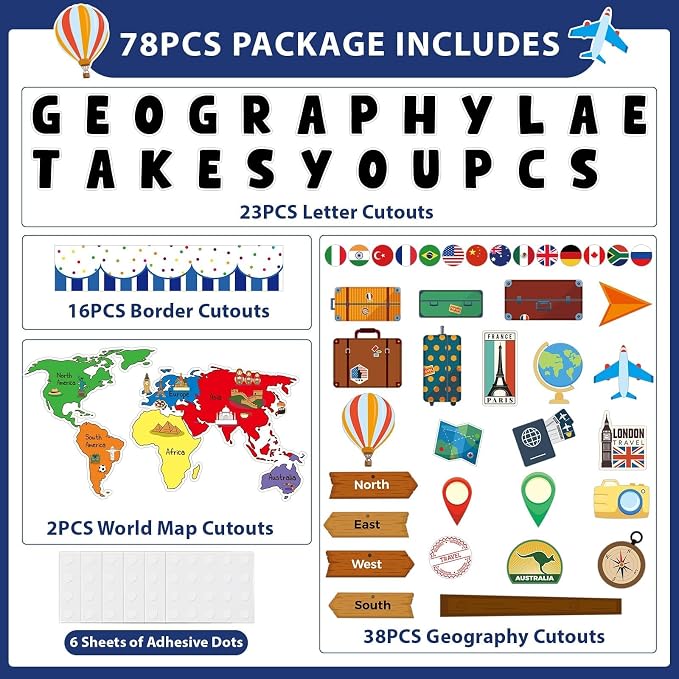 Geography Takes You Places Bulletin Board Set World Map Classroom Decoration