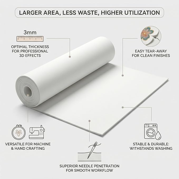 COCICA Embroidery 3D Puff Foam Roll, Bags and Hand Sewing
