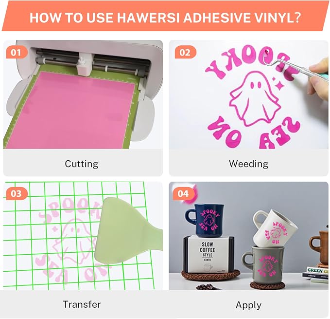 Permanent Adhesive Vinyl for Cutting Machine, 72 Sheets 8.5" x 12" Material