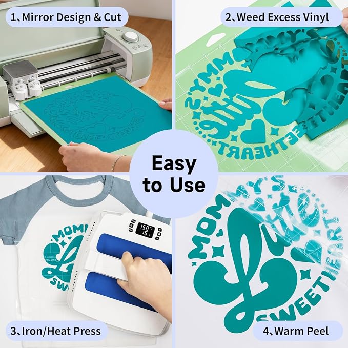 TECKWRAP Heat Transfer Vinyl for T-Shirts, 50+ Washes, REACH Certified & Dryer