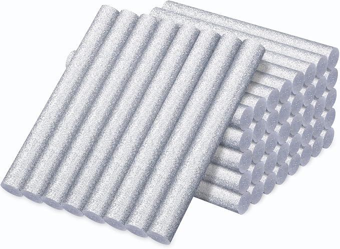 Glitter Silver Hot Glue Sticks, Manarty 48 PCS Full Size 0.43" Dia x 4" Long