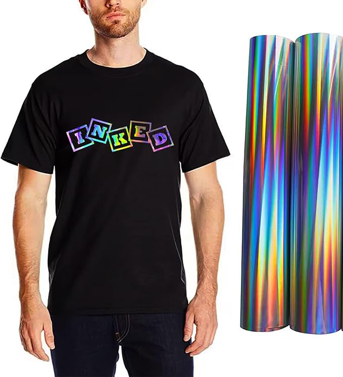 Holographic Heat Transfer Vinyl 12IN x 6FT Rainbow HTV Iron on Vinyl