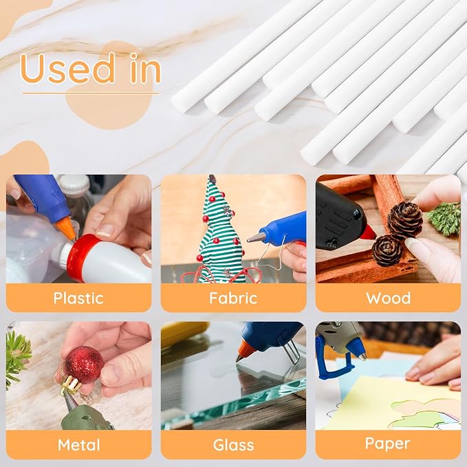 White Hot Glue Sticks, 72 Pack 0.43" Dia x 8" Long White Glue Sticks Standard