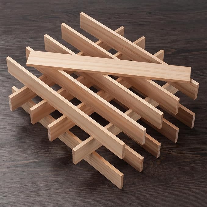 Wood Trim Strips Slats for Crafts, Square Wooden Dowels Wooden Sticks for Crafts
