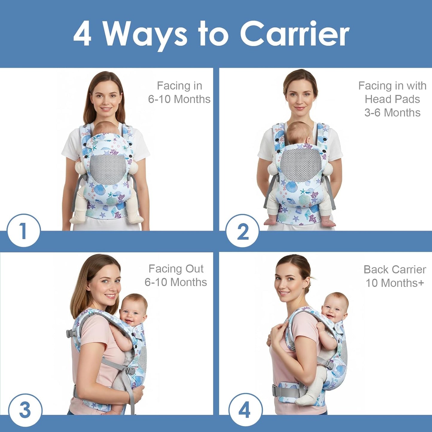 Infant Baby Front Carrier, Toddler Body Carrier, 7-66 Lbs Ergonomic Design, Lumbar Support, Lightweight Baby Chest Carriers (3-36 Months)