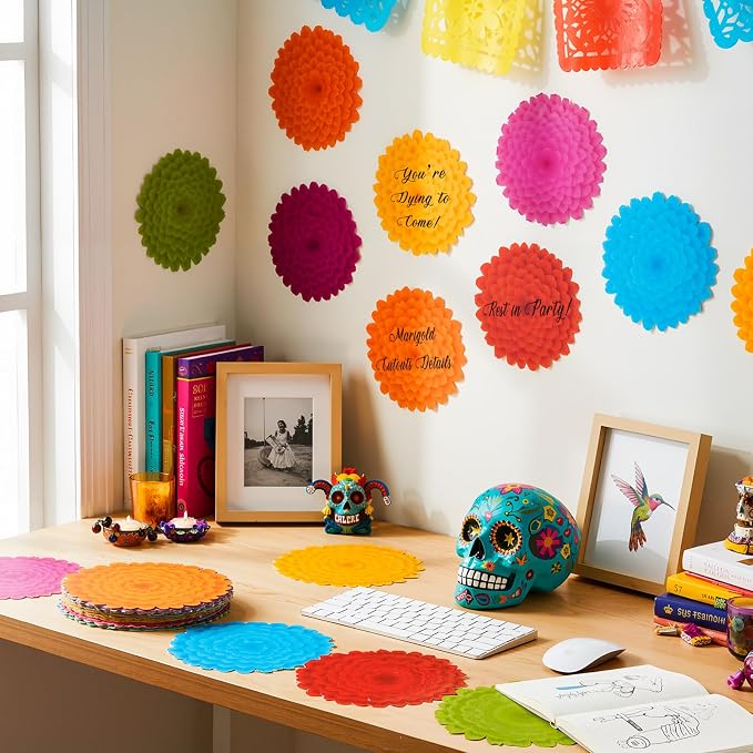 Taobary 24 Pcs 7.09'' Fiesta Flower Cutouts Classroom Bulletin Board