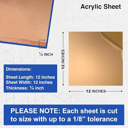 Duco Clear Cast Acrylic Sheets 1/4" Thick 12" x 12"