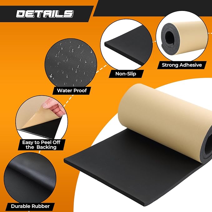 NATGAI Sponge Neoprene with Adhesive Foam Rubber Sheet 1/2” Thick X 12” Wide X