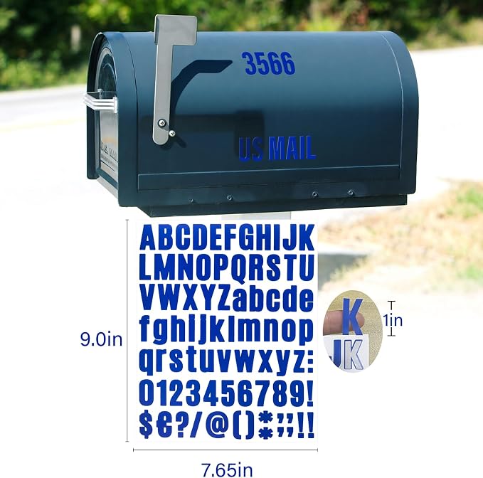 Letter Stickers, Mailbox Numbers, 1 Inch Waterproof Vinyl Alphabet | 1 Inch Blue