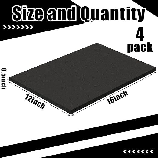 4 Pcs 1/2" Thick Foam Padding Sheet