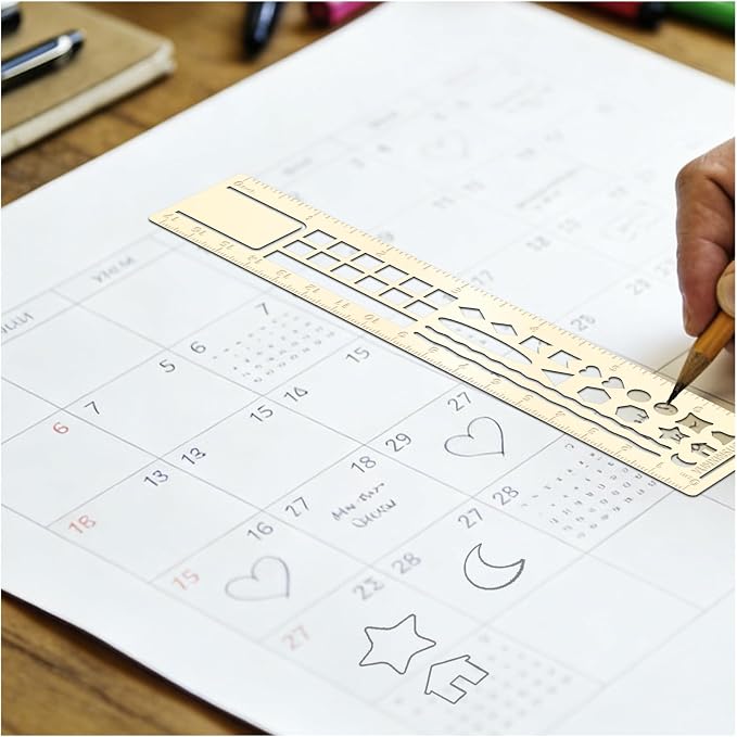 Metal Bookmark Ruler for Journals, Habit Tracker, Drawing Measuring Tools